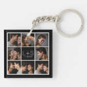Creëer Your Own Wedding Photo Collage Monogram Sleutelhanger (Achterkant)