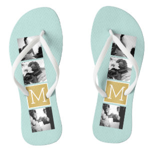 Creëer Your Own Wedding Photo Collage Monogram Teenslippers