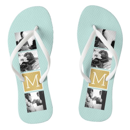 Creëer Your Own Wedding Photo Collage Monogram Teenslippers (Voetbed)