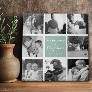 Creëer Your Own Wedding Photo Collage Monogram Tegeltje