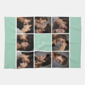 Creëer Your Own Wedding Photo Collage Monogram Theedoek (Horizontaal)