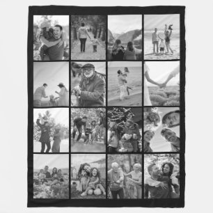 Creëer Your Own Zwart-Wit 16 Fotocollage Fleece Deken