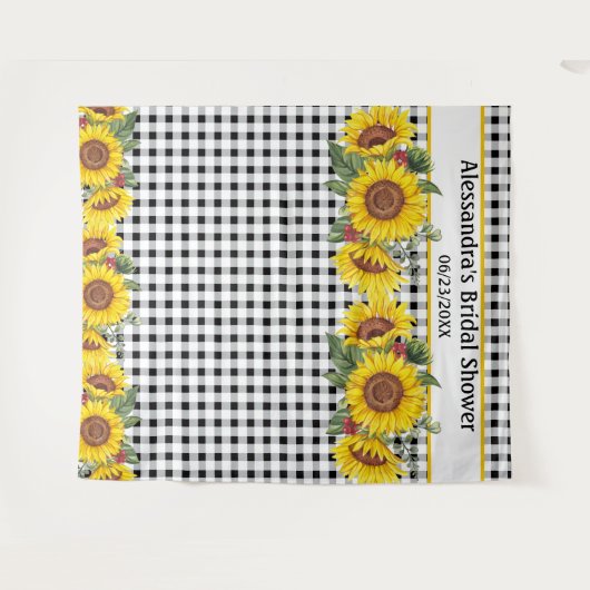 Creëer Your Photo Booth Backdrop Gingham Sunflower Wandkleed (Voorkant (horizontaal))