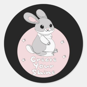 Creëer Your Shine Kawaii Funny Bunny Pink Ronde Sticker