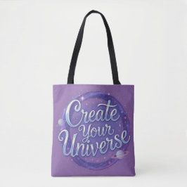Creëer Your Universe - Kosmische typografie Kunst Draagtas