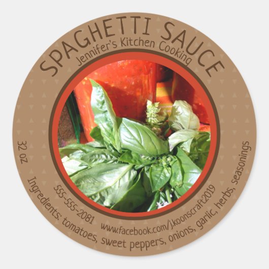 Creëer Zelfgemaakte spaghettisaus Ronde Sticker (Voorkant)