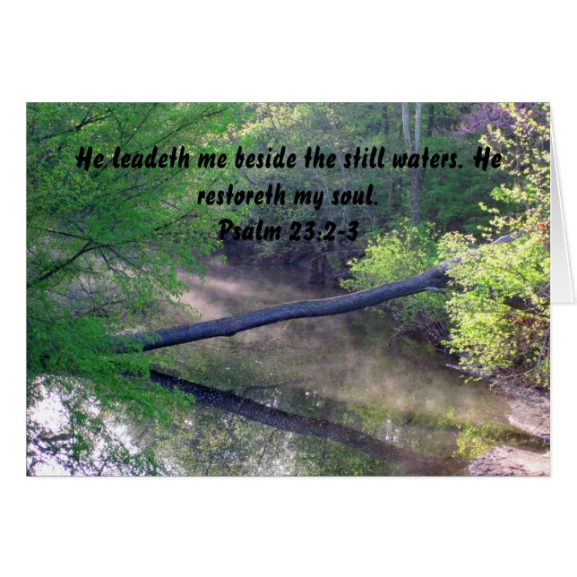 Creek op Misty Spring Morning Psalm 23 (Voorkant Horizontaal)