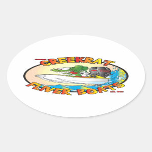 Creekrat Cartoons Fliver Boat Fun Decals Ovale Sticker