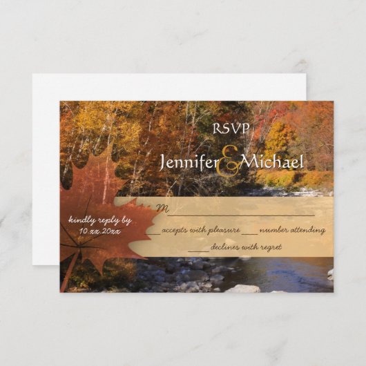Creekside woods maple leaf automne mariage RSVP (Devant / Derrière)