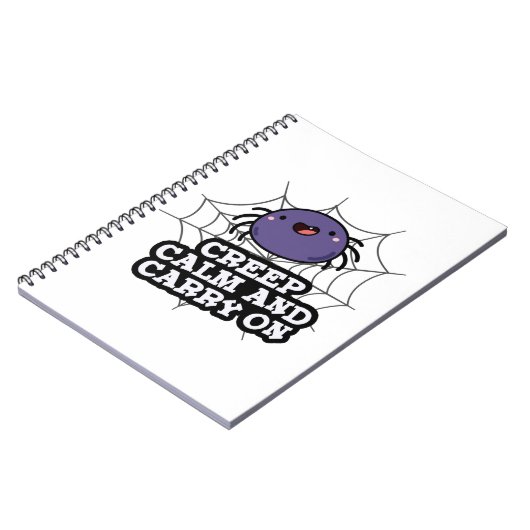 Creep Calm en draak met Funny Spider Pun Notitieboek (Linkerzijde)