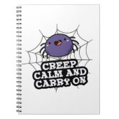 Creep Calm en draak met Funny Spider Pun Notitieboek (Voorkant)