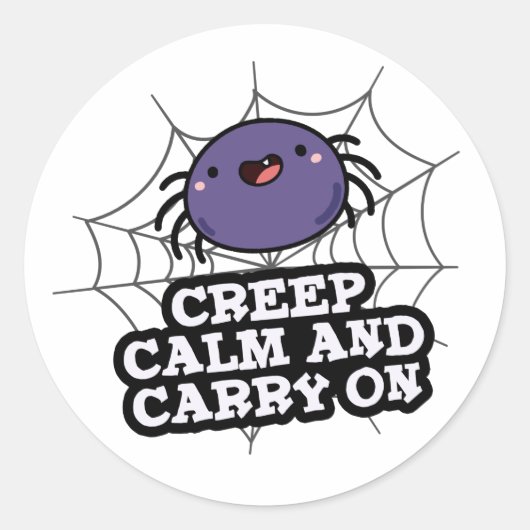 Creep Calm en draak met Funny Spider Pun Ronde Sticker (Voorkant)