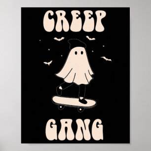 Creep Gang Geest Skateboard Grappig Halloween Skat Poster