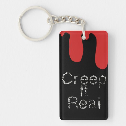 Creep het Real Hand Drawn Font Blood Halloween Sleutelhanger (Voorkant)