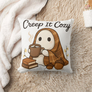 Creep It Cozy Ghost Herfst Vibes Schattigee Hallow Kussen