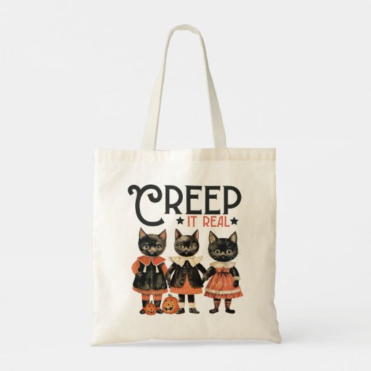 Creep It Echt Kittens Retro Halloween Tote Bag (Achterkant)