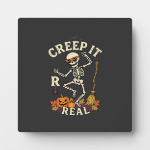 Creep It Real Dansend Skelet Pompoen Bezem_1 Fotoplaat