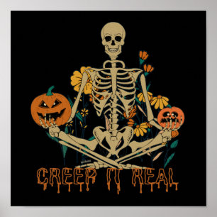 CREEP IT REAL eng Halloween skeletpompoen Poster