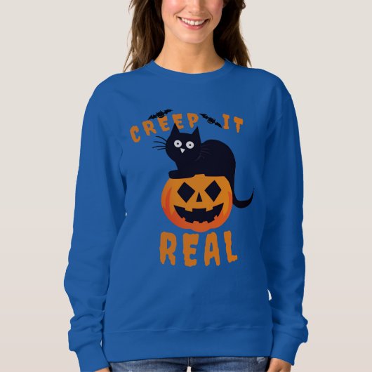 Creep It Real Halloween Chat noir Sweatshirt (Devant)