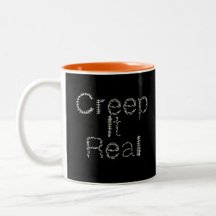 Creep it Real met de hand getekend lettertype Hall Tweekleurige Koffiemok