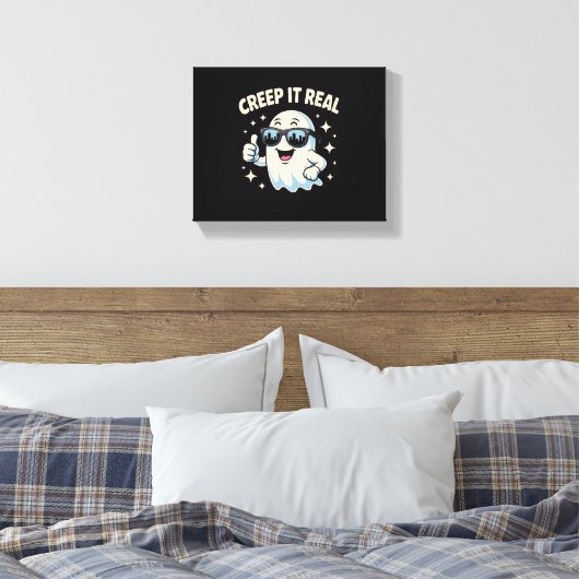 Creep It Real, Schattigee Halloween-geest Canvas Afdruk (Insitu (Slaapkamer))