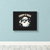 Creep It Real, Schattigee Halloween-geest Canvas Afdruk (Insitu (Houten vloer))