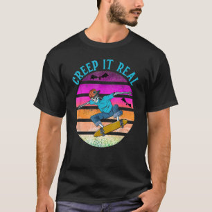 CREEP IT REAL Skateboarder Ghost  Retro Hal T-shirt