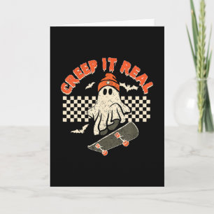 Creep It Real Skateboarding Retro Halloween Geest Kaart