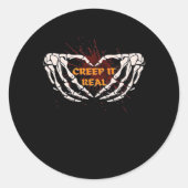 Creep It Real, Skeleton Handen Toon Hart Ronde Sticker (Voorkant)