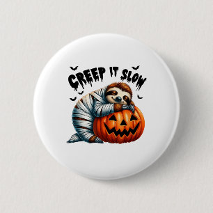 Creep It Slow Schattigee Luiaard Mummy Jack O Lant Ronde Button 5,7 Cm
