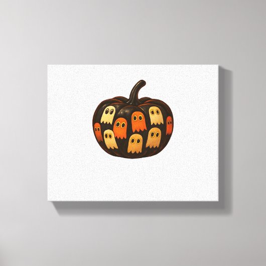 Creeper Pumpkin Ghosts Halloween Gift Classic T-SH Canvas Afdruk (Voorkant)