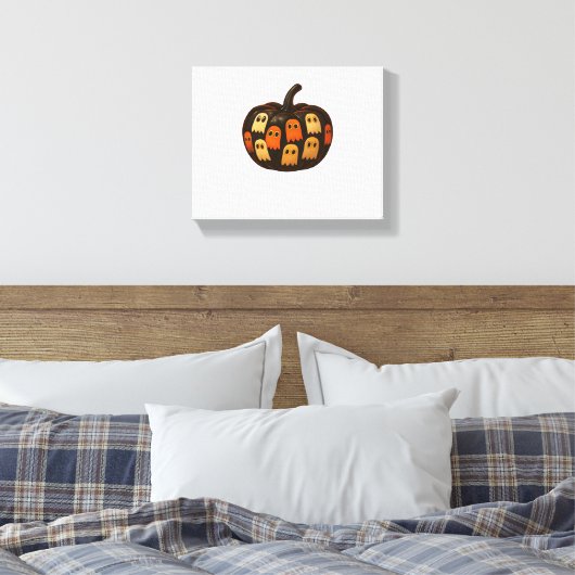 Creeper Pumpkin Ghosts Halloween Gift Classic T-SH Canvas Afdruk (Insitu (Slaapkamer))