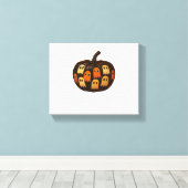 Creeper Pumpkin Ghosts Halloween Gift Classic T-SH Canvas Afdruk (Insitu (Houten vloer))