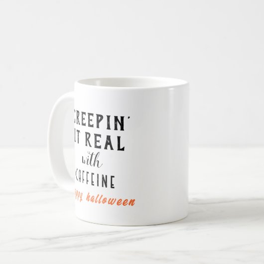 Creepin' It Echte Witte Halloween Koffie Mok (Voorkant links)