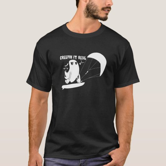 Creepin it Real Ghost Kiteboard Kiter T-shirt (Voorkant)