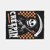 Creepin It Real Retro Grim Reaper Grappig Hallowee Fleece Deken (Voorkant (Horizontaal))