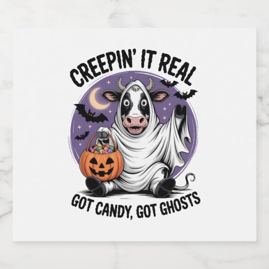 Creepin’ Koe Halloween Sparkling Wijnetiket (Enkel label)