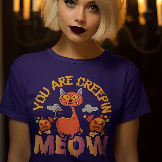 Creepin Meow Funny Halloween Chat T-shirt