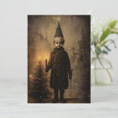Creepmas Griezige Gotische Vintage Jongen Feestdagenkaart (Staand voorkant)