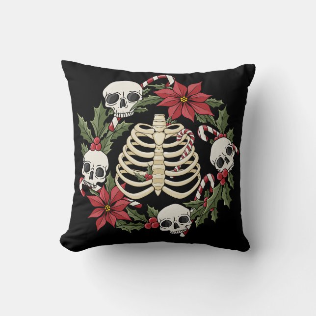 Creepmas Skull and Ribcage Pillow Kussen (Voorkant)