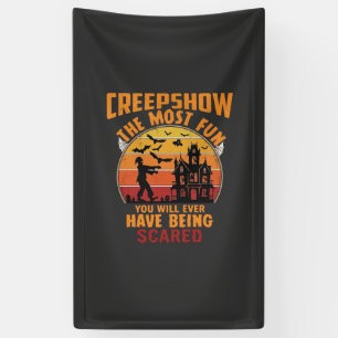 Creepshow Halloween Zombie Spokenhuis Zonsondergan Spandoek
