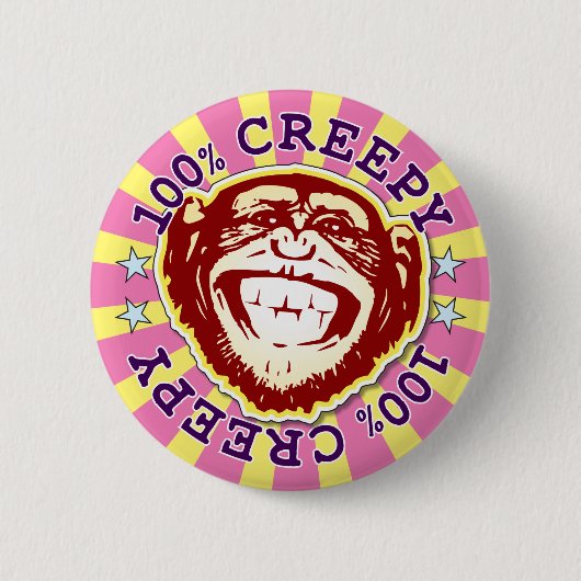 Creepy 100% Funny Monkey Badge Ronde Button 5,7 Cm (Voorkant)
