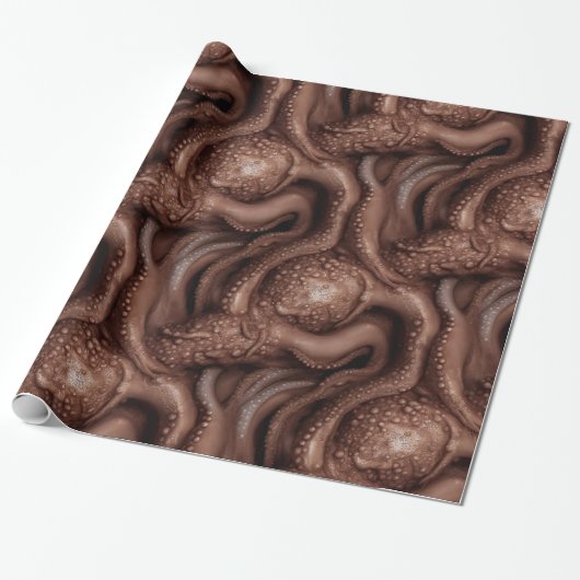 Creepy Alien Tentacle Dark Brown Cadeaupapier (Uitgerold)