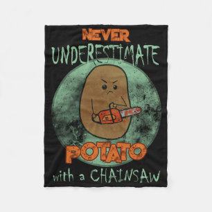 Creepy Angry Potato Chainzaag Horror Movie Lovers  Fleece Deken