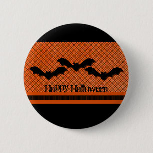 Creepy Bats Halloween Button, Oranje Ronde Button 5,7 Cm