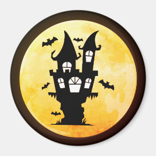Creepy Bats, Haunted House en Full Moon Halloween Magneet