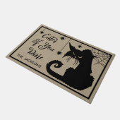 Creepy Black Cat Welkom Deurmat (Schuin)