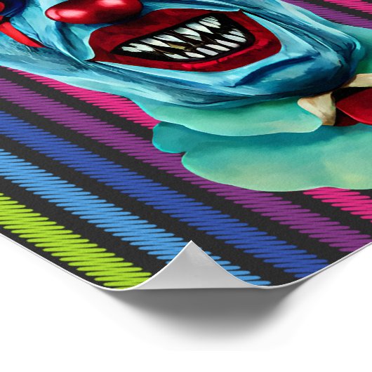 Creepy Blue Killer Zombie Clown Horror Art Poster (Hoek)