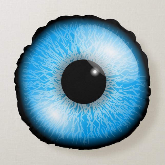 Creepy Blue Realistic Eyeball Rond Kussen (Voorkant)