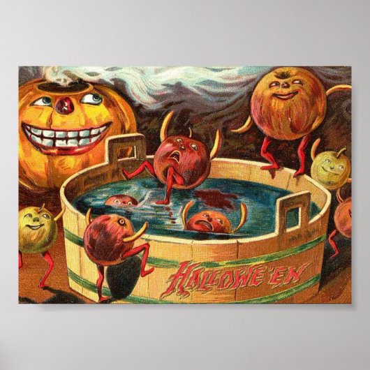 Creepy Bobbing Apples  Halloween Art-afdrukken Poster (Voorkant)